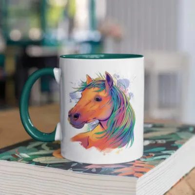 Produktbild von Pferd Kakaotasse Kaffeetasse Teetasse – Grun