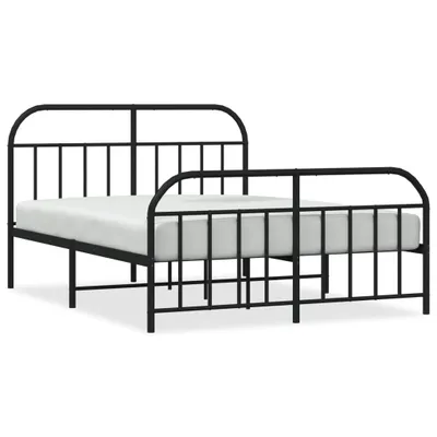 Image de Cadre de lit métal sans matelas avec pied de lit noir 140x190cm
