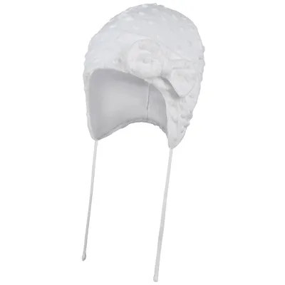 Produktbild von Wintermütze Mädchen Baby Bindemütze Baumwolle Plüsch, Gr. 46, Weiß