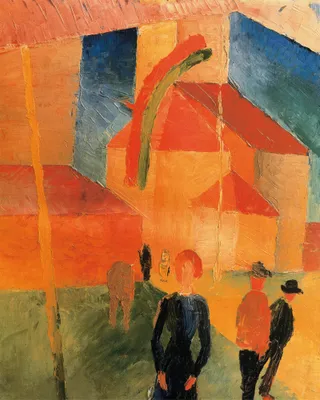 Zdjęcie produktu dla August Macke Art Print Obraz - Kościół z flagą, 1914 (50 x 40 cm)