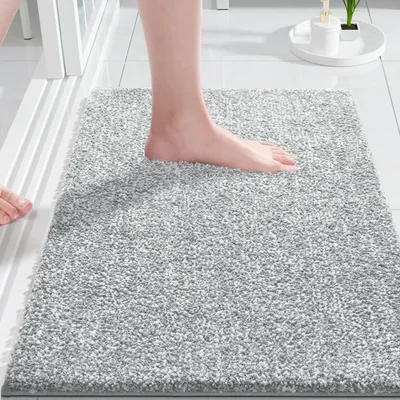 Obrázok produktu pre Koberček do kúpeľne, extra mäkký, vysoko savý, 51 x 81 cm, sivý a biely