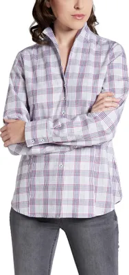 Produktbild von ETERNA MODERN CLASSIC Langarm Flannel Bluse weiß-blau-lila kariert 6263 D775.31 42