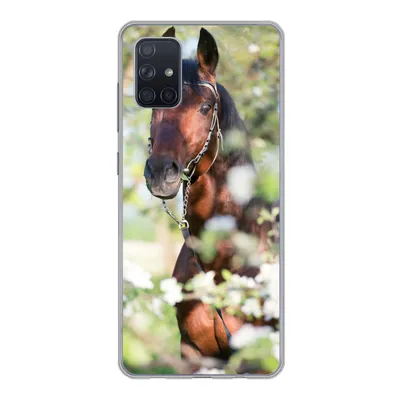 Produktbild von MuchoWow® Handyhülle Schutzhülle Hülle für Samsung Galaxy A71 Pferde - Blüte - Frühling - Tiere Silikon Softcase Handy Hülle - Kartenbesitzer