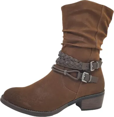Image de Chaussures Marco Tozzi pour femmes, bottes, fermeture éclair, couleur marron, style décontracté