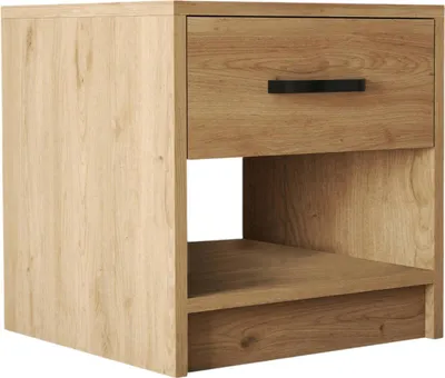 Image de Noul - Table de chevet, 52x45x47h cm Chêne Marron, un Tiroir