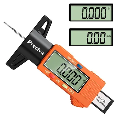 Produktbild von Reifen Profiltiefenmesser Messschieber LCD Display 0-25 mm orange mit Ersatzbatterie