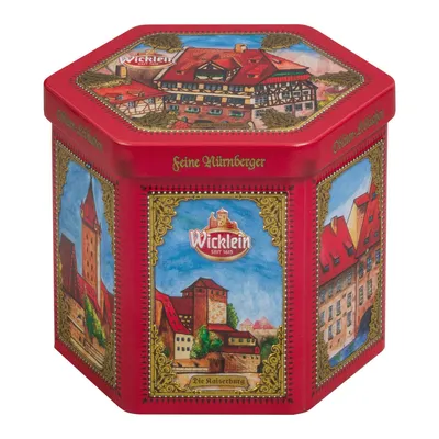 Produktbild von Wicklein Sechseck Dose Nürnberger Oblaten Lebkuchen mit Nüssen 200g