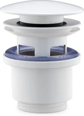 Produktbild von Universal-WC-Abflussventil 1 1/4 Zoll - Allzweck-Abflussanlage für Waschbecken, Badewanne mit Überlauf - Abflussanlage mit Abdichtung - Weiß