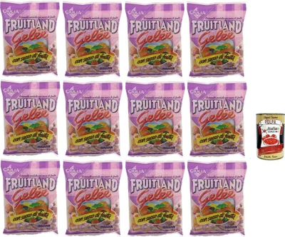 Produktbild von La Giulia, Fruitland Caramelle Gelee, Original Caramelle alla frutta, frucht bonbons, lollies Süßigkeiten 12x 300g + italian Gourmet polpa 400g