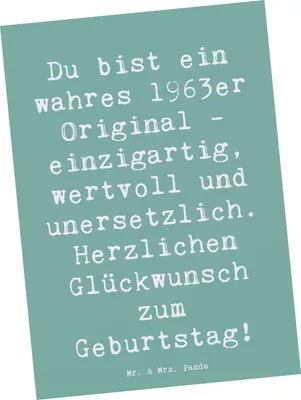 Produktbild von Mr. & Mrs. Panda Postkarte Spruch 1963 Geburtstag - Meeresbrise - Geschenk, Geburtstagsgeschenk, besondere Jahrgänge, Happy Birthday, Postkarten, Ansichtskarten, Jubiläum