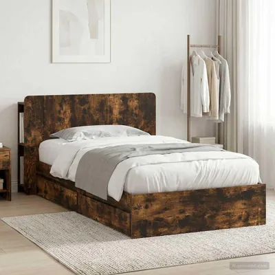 Productafbeelding van Maison Exclusive - Bedframe met opbergruimte, gerookt eikenhout, 90 x 200 cm