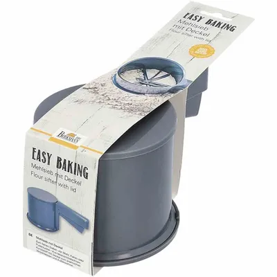 Produktbild von Birkmann Easy Baking Mehlsieb mit Deckel, Sieb, Küchensieb, Einhandsieb, Schüttelsieb, Kunststoff, Dunkelgrau, Ø 10 cm, 429659