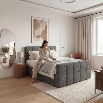 Produktbild von ELVORA DESIGN. Boxspringbett 180x200 cm Schubladen und Matratze, PRIME 2, Dunkelgrau