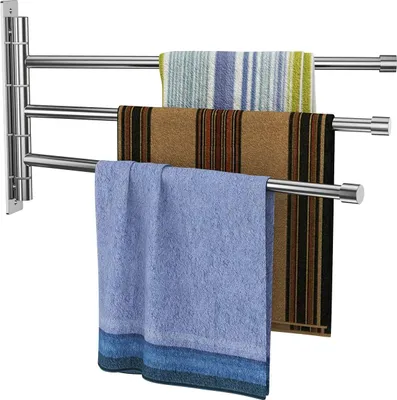 Produktbild von Handtuchhalter dreiarmig Edelstahl Gebürstet Handtuchstange 34CM 180°drehbar Wandmontage 5KG Belastung für Badezimmer und Küche