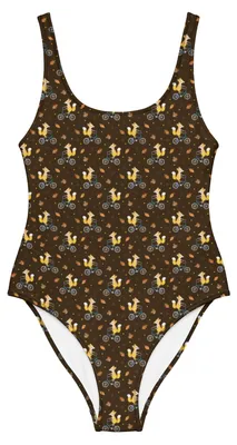 Produktbild von Mr. & Mrs. Panda Swimsuit Fuchs Fahrrad fahren Größe XXXL - Braun - Geschenk, Damen-Badeanzug, Radsport, Mountainbiking, Strandmode, Shape-Badeanzug, Radeln, Badeanzug