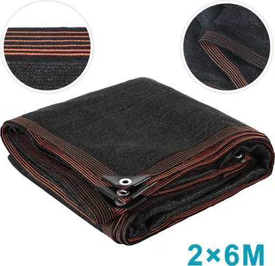 Produktbild von Eikuavons 2er Set Schattiernetz 200x600 cm Schwarz mit Ösen 95% UV Schutz Garten Balkon Terrasse Pergola Zaun