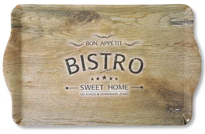 Productafbeelding van Dienblad Rechthoekig - Met Print Bistro - Design koffie / Thee dienblad - Dienblad met handvatten - Melamine - 48 x 30 x 3.5 Cm