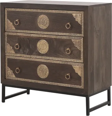 Produktbild von Marrakesch Orientalische Kommode mit Schubladen aus Holz 80cm | Vintage-Charme kleines Sideboard Komode Adal für stilvolle Aufbewahrung & Boho Dekoration im Wohnzimmer & Schlafzimmer
