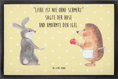 Produktbild von Mr. & Mrs. Panda fußmatte Hase Igel 50 x 75 cm - Gelb Pastell - Geschenk, Trennungsschmerz, Lustige Sprüche, Fußabstreifer, Schmutzfänger, Schmutzmatte, Herzschmerz, und