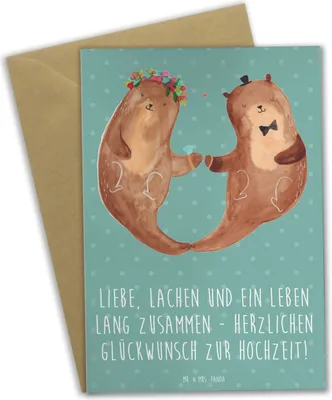 Produktbild von Mr. & Mrs. Panda Grußkarte Hochzeit Liebe Lachen - Meeresbrise - Geschenk, Brautpaar, Grußkarten, valentinstagskarte, Geschenke, Heiraten, Erinnerung, hochzeitskarten