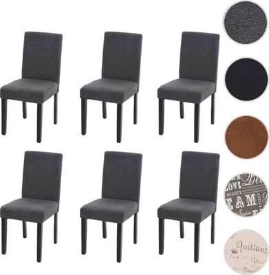 Obrázek produktu pro sada 6 jídelních židlí Kuchyňská židle Littau  Textil, antracitově šedá, tmavé nohy