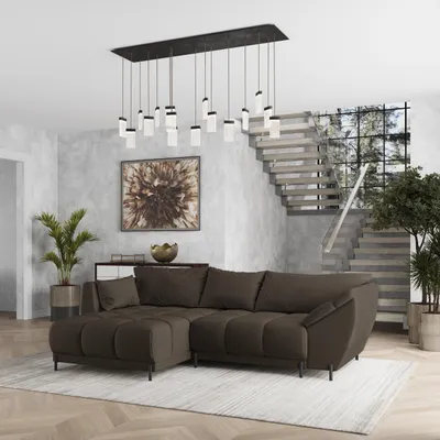 Produktbild von Masseno Ecksofa VESTANO L-S mit Schlaffunktion L-Form, Sofa mit Bettkasten, Wohnzimmersofa, Couch, Soffa, Bettsofa, Couchgarnitur- Braun, MATT VELVET 29