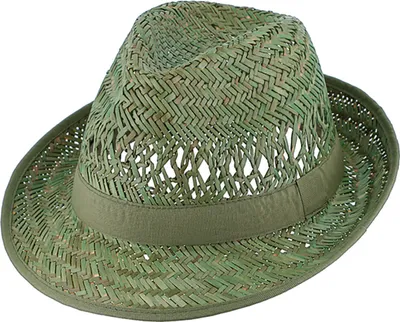 Produktbild von Fiebig Strohhut Trilby Gartenhut grün mit gleichfarbigem Band Khaki Gr. 60