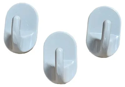 Produktbild von Wenko Klebehaken Oval Grau, selbstklebend, ohne Bohren, 3er Pack, 3,5 cm