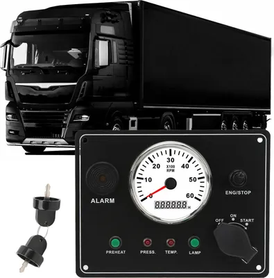 Image de Tableau de bord moteur, 6000 tr/min, pression d'huile, température d'eau, alarme, compte-tours pour bateau, camion, 12 V