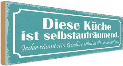 Produktbild von vianmo Holzschild 10x27 cm diese Küche ist selbstaufräumend Spruch Zitat