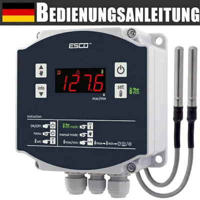 Produktbild von Solarregler Thermostat Temperaturdifferenzregler 2 fühler Wasserheizungsregler Pool Solar Kollektor 230V ESCO DC-20H ROBUST Wasserdicht Gehause IP65