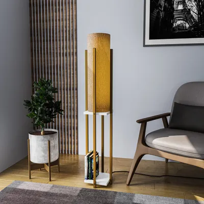 Produktbild von Opviq, Shelf Lamp - 8134, Stehlampe, METALLKÖRPER, Gold, 25 x 25 x 130 cm