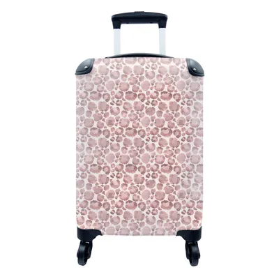 Produktbild von MuchoWow® Koffer Handgepäck Trolley Rollkoffer Kleine Reisekoffer mit 4 Rollen - Pantherdruck - Rosa - Aquarellfarbe - Cabin Size < 55x40x23 cm & 55x40x20 cm - Fotokoffer - Kabinenkoffer - Boardgepäck - Reise-Box - Reisekoffer - Reisegepäck - Koffer mit Bild - Trolley für Kinder