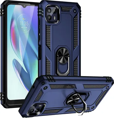 Produktbild von Moto G50 5G Hülle, Dual Layer Militäre Fallschutz Schutzhülle mit Ringhalterung Ständer für Motorola Moto G50 5G Blau
