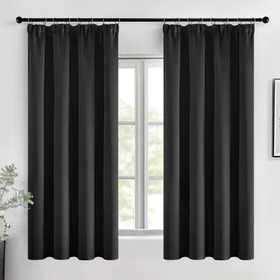 Produktbild von Verdunkelungsvorhänge Thermisch Schwarz Komplett 2 Stück 140x145 cm