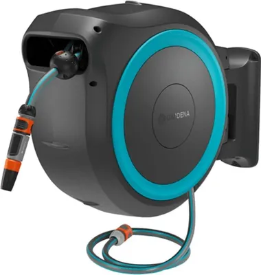 Produktbild von Gardena PowerRoll XXL 40m Automatik-Wandschlauchaufroller mit Batterie Blau