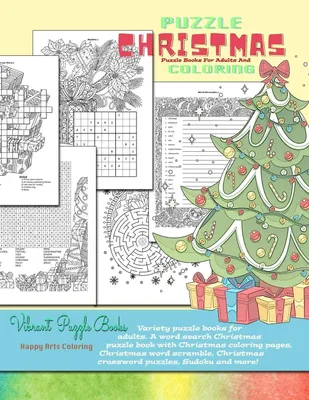Produktbild von CHRISTMAS puzzle books for adults and coloring. Variety puzzle books for adults. A word search Christmas puzzle book with Christmas coloring pages, Christmas word scramble, Christmas crossword puzzles, Sudoku and more!