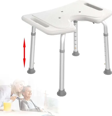 Produktbild von Duschhocker & -sitze, U-förmiger Dusch- und Badhocker, Höhenverstellbar 35-51 cm, Duschsitz, Duschhilfe belastbar bis 135KG