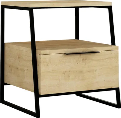 Image de Rosita - Table de nuit, 45x41x50h cm Chêne Brun, un Tiroir
