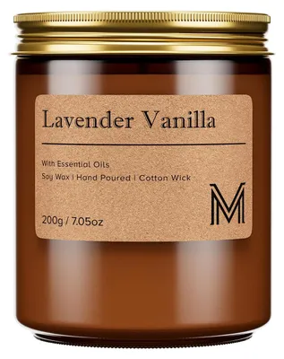 Obrázek produktu pro Vonná svíčka Lavendle a vanilka, 213 g, vyrobená ze sójového vosku, pro relaxaci