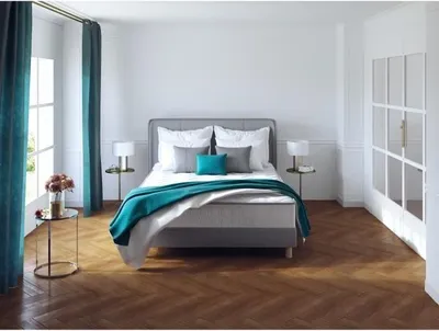 Image de Ensemble Literie Matelas Memoflex, 140 x 190 cm, 16 cm Épaisseur, 5 Zones, Mémoire de Forme, Sommier à Lattes, Pieds Inclus