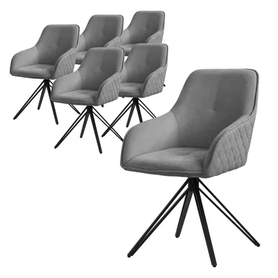 Obrázek produktu pro ML-Design 6x jídelní židle otočná, šedá, z tkané látky s kovovými nohami
