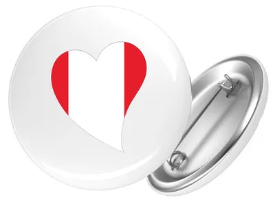 Produktbild von Huuraa Button Peru Flagge Herz 25mm rund mit Sicherheitsnadel Ansteckbutton Geschenkidee