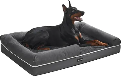 Productafbeelding van Orthopedisch hondenbed - 120 x 85 x 25 cm - voor grote honden - waterdichte coating - wasbare hoes - grijs