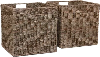 Immagine prodotto di Set da 2 cestini da scaffale SEEGRA in alghe marine, colore naturale, 33x33x33 cm