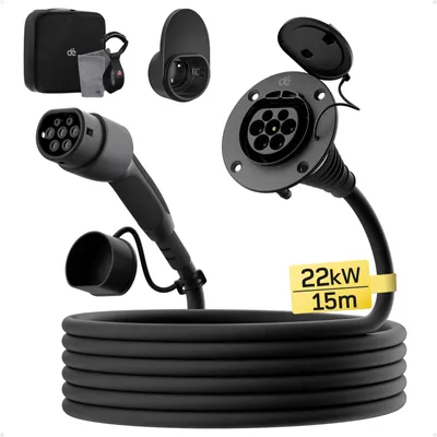 Produktbild von Typ-2-Verlängerungskabel - Ladekabel für Elektroautos - 22 kW - 15 m - 400 V - 3-phasig - IP55 - Schwarz