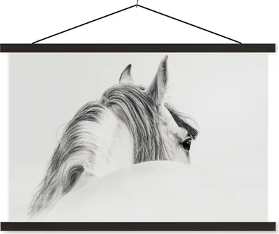 Produktbild von MuchoWow® Textilposter Pferd - Weiß - Tier 120x80 cm mit schwarzem Rahmen - Wanddeko