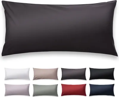 A large pillowcase is shown at the top, with several smaller pillowcases in different colors arranged below it.