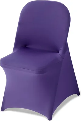 Immagine prodotto di Coprisedie - Set di 50 coprisedie elasticizzati - Lavabili e rimovibili - Poliestere-Spandex - Per matrimoni e banchetti - Adatti per sedie pieghevoli - 45 x 46 x 77 cm - Viola