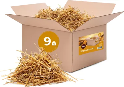 Produktbild von Naturbelassene Weizenstroh Einstreu 9 kg für Kaninchen, Meerschweinchen, Hamster und Kleintiere